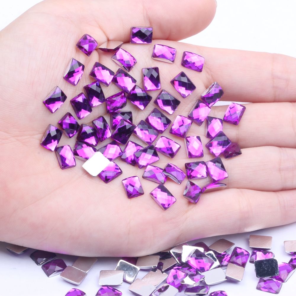 6x8mm50颗仿台平底地球面长方多色可供选择diy手机美容配件材料详情图14