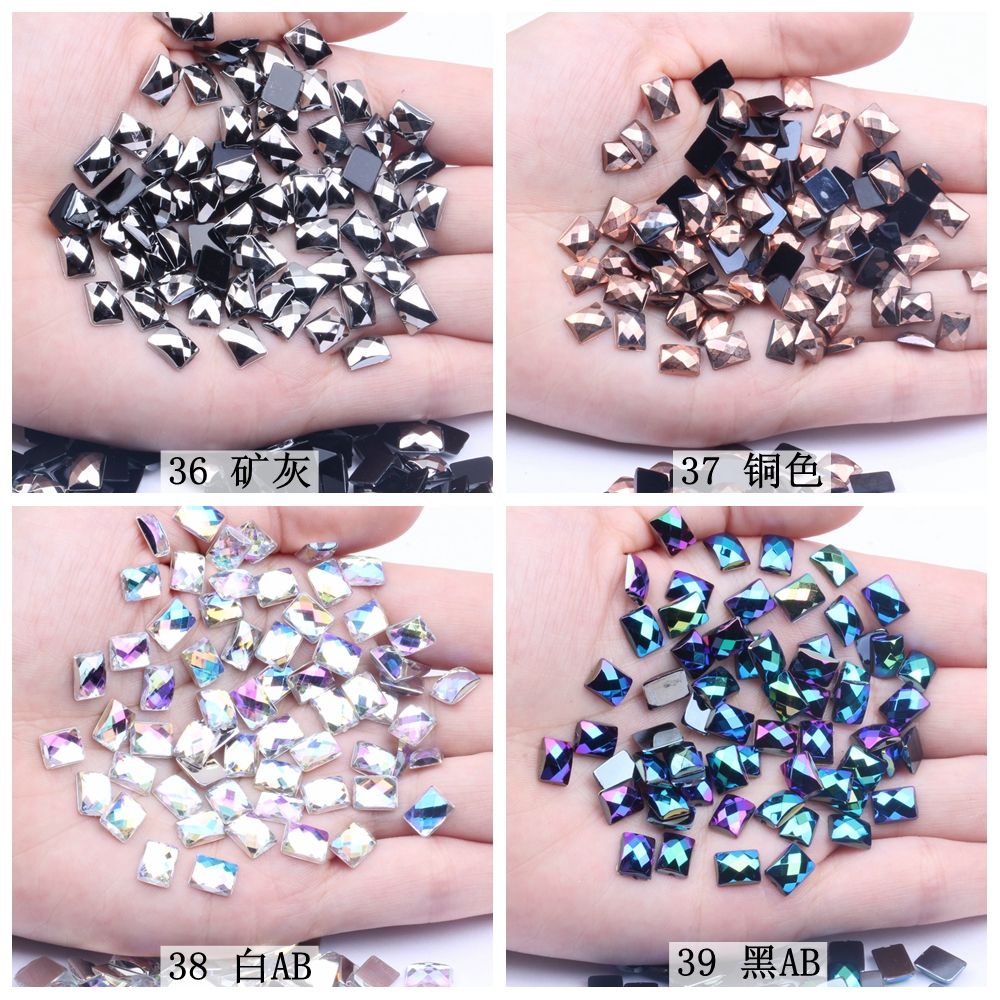 6x8mm50颗仿台平底地球面长方多色可供选择diy手机美容配件材料详情图3