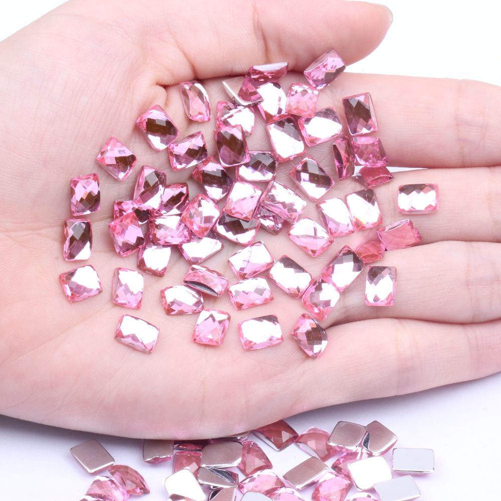 6x8mm50颗仿台平底地球面长方多色可供选择diy手机美容配件材料详情图5