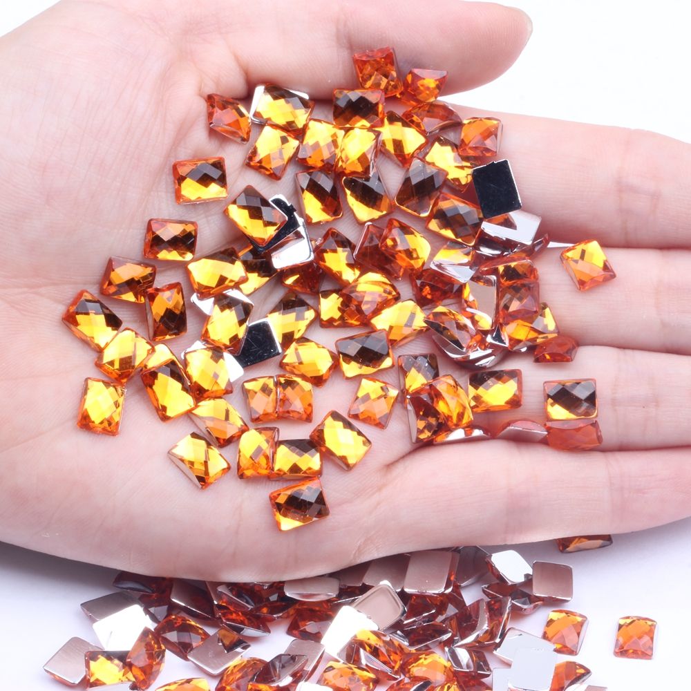 6x8mm50颗仿台平底地球面长方多色可供选择diy手机美容配件材料详情图6