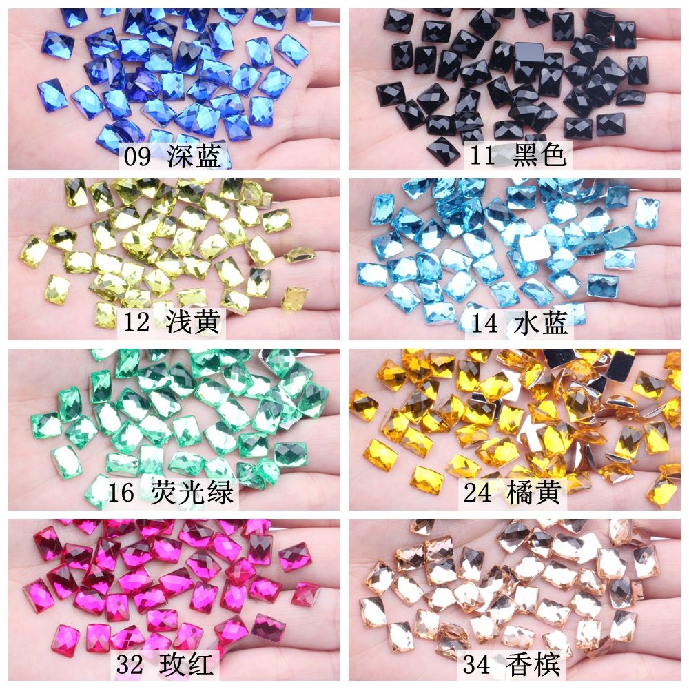 6x8mm50颗仿台平底地球面长方多色可供选择diy手机美容配件材料详情图2