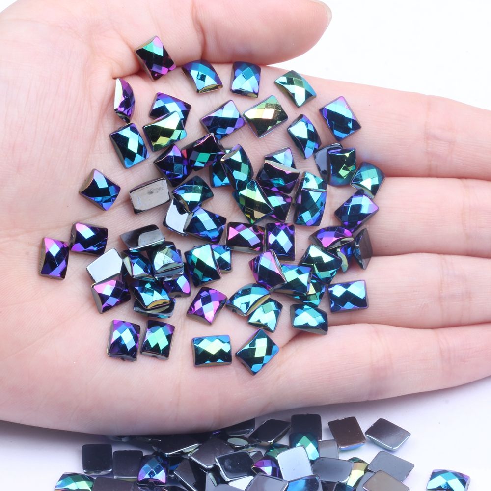 6x8mm50颗仿台平底地球面长方多色可供选择diy手机美容配件材料详情图20
