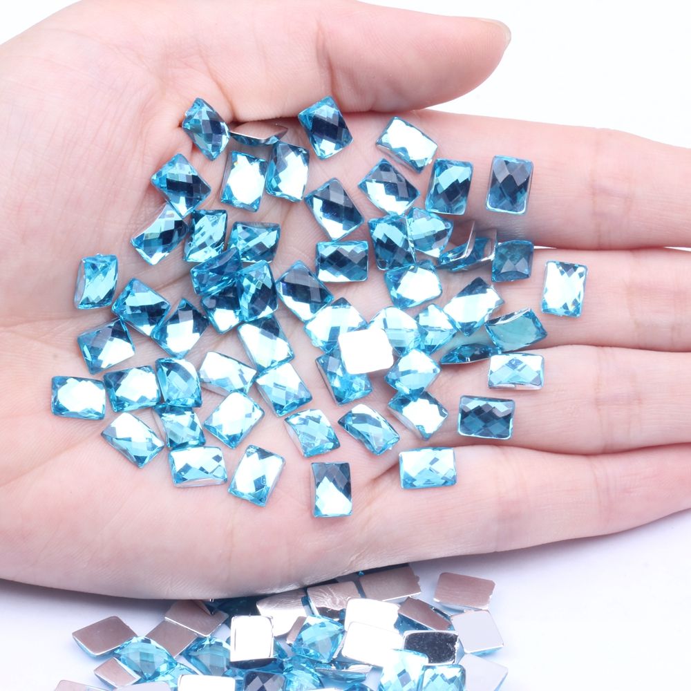 6x8mm50颗仿台平底地球面长方多色可供选择diy手机美容配件材料详情图5