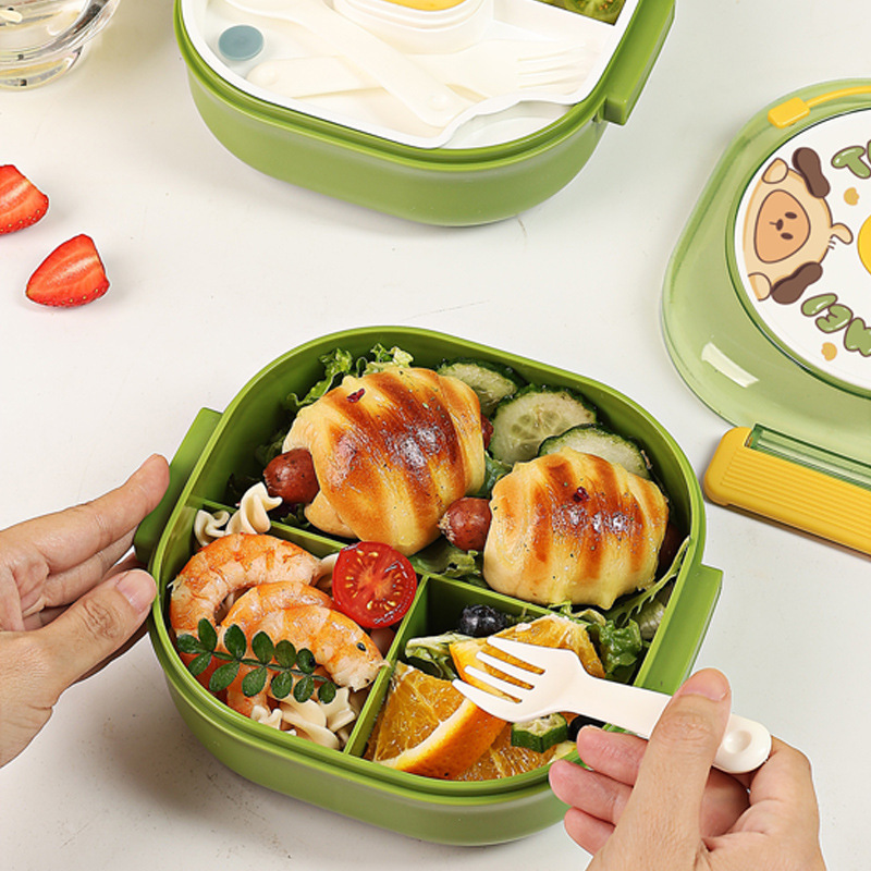 定制卡通饭盒儿童多层便当盒分格带酱料盒小学生专用食品级餐盒详情图2