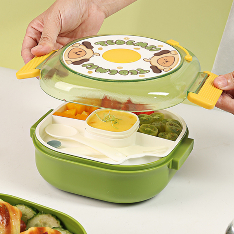 定制卡通饭盒儿童多层便当盒分格带酱料盒小学生专用食品级餐盒详情图3