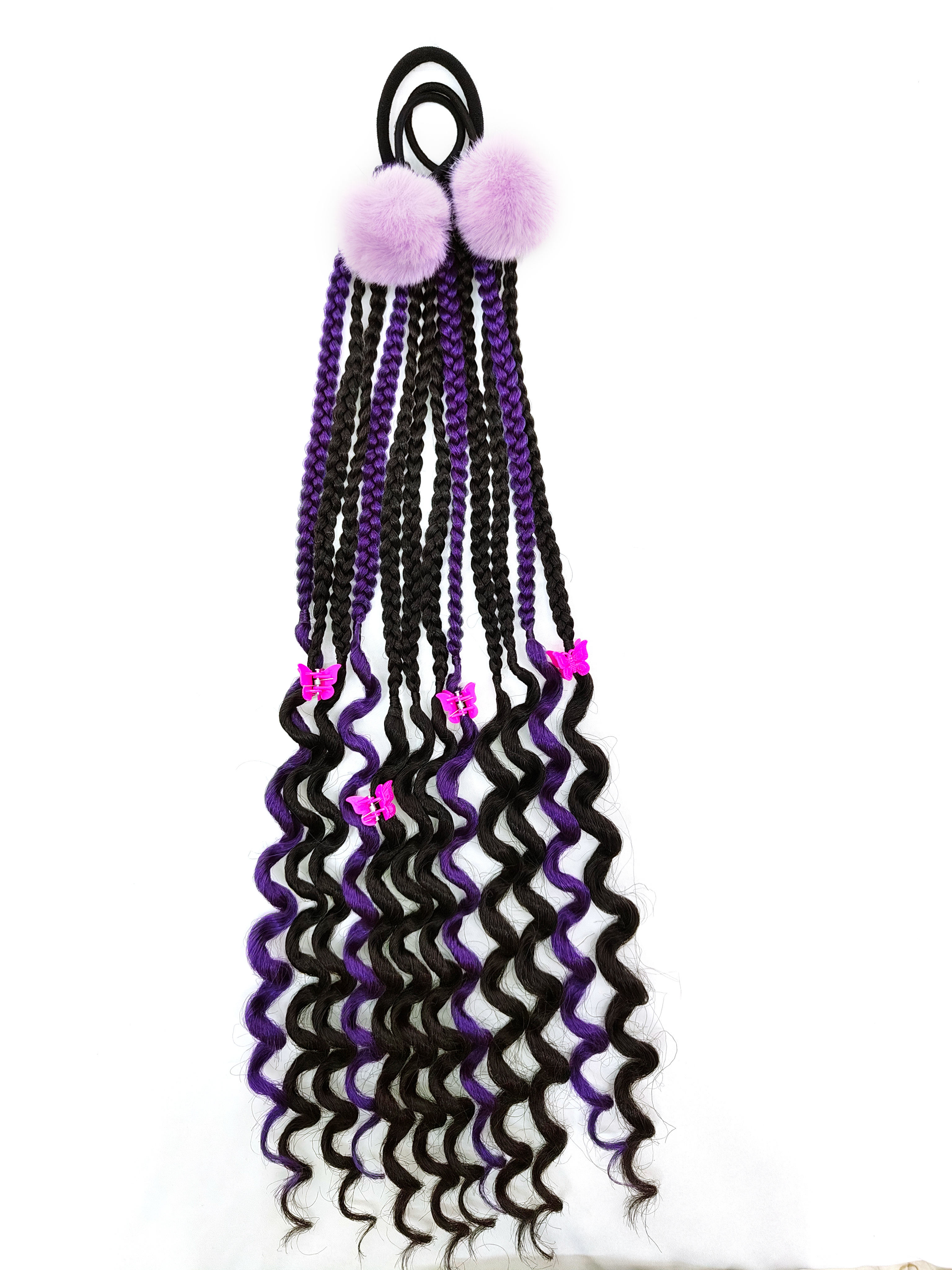 假发儿童马尾紫色黑色化纤假发假发儿童假发详情图5