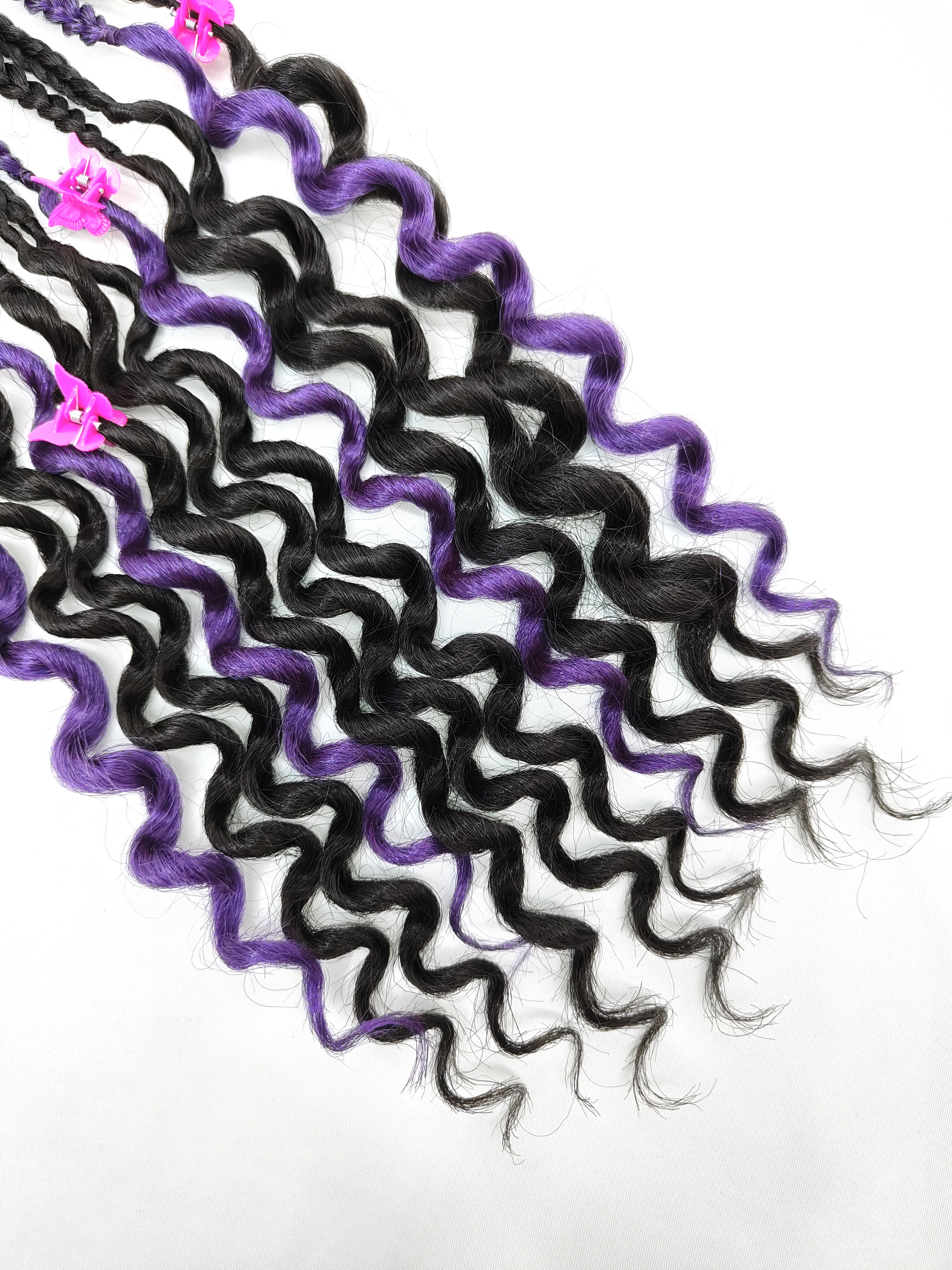 假发儿童马尾紫色黑色化纤假发假发儿童假发详情图2