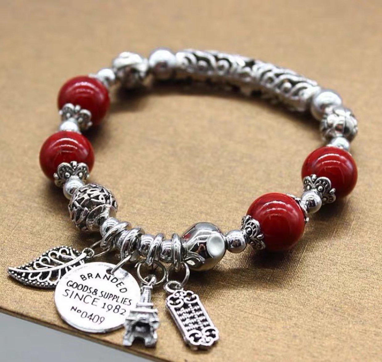 红松石苗银手链时尚潮流百搭大方鸿涛饰品0095详情图1