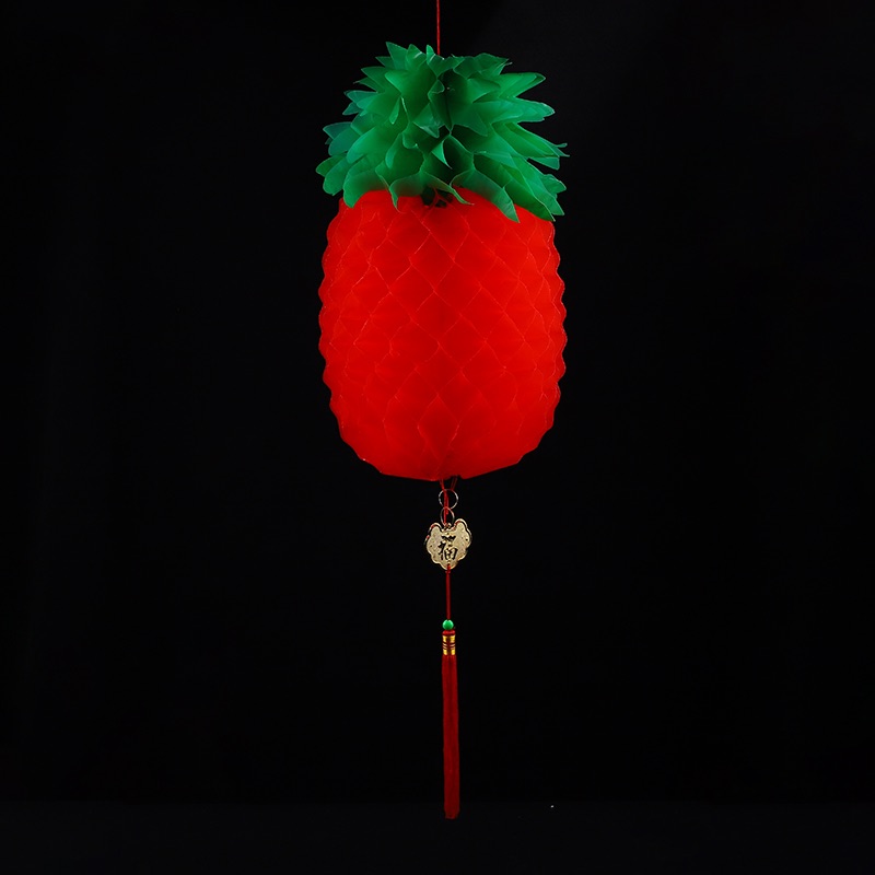 国潮菠萝纸灯笼蜂窝孔/大红灯笼塑料纸灯笼节日灯笼结婚喜庆小灯笼详情图1