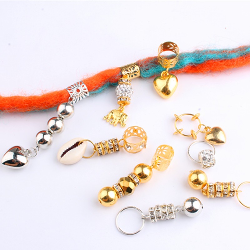 雷鬼脏辫装饰串珠 头饰发饰编辫子配饰 大孔发圈发环爱心贝壳吊坠详情图4