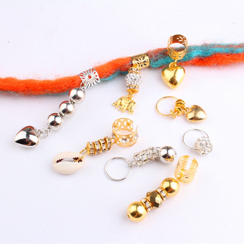 雷鬼脏辫装饰串珠 头饰发饰编辫子配饰 大孔发圈发环爱心贝壳吊坠详情图2