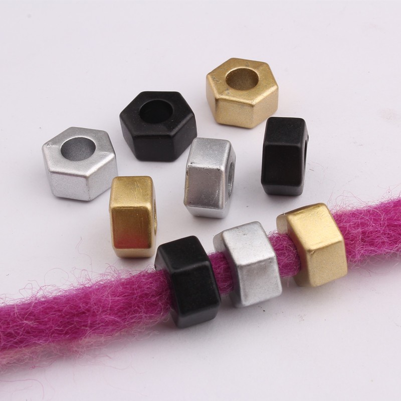 假发脏辫串珠配饰塑料大孔珠 非洲脏辫六角详情图4