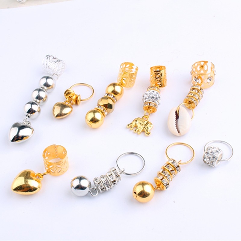 雷鬼脏辫装饰串珠 头饰发饰编辫子配饰 大孔发圈发环爱心贝壳吊坠详情图1