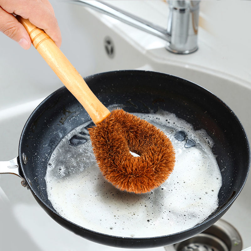 3个椰棕洗锅刷不粘油锅刷子厨房用刷清洁刷长柄清洁洗刷锅碗神器详情图2