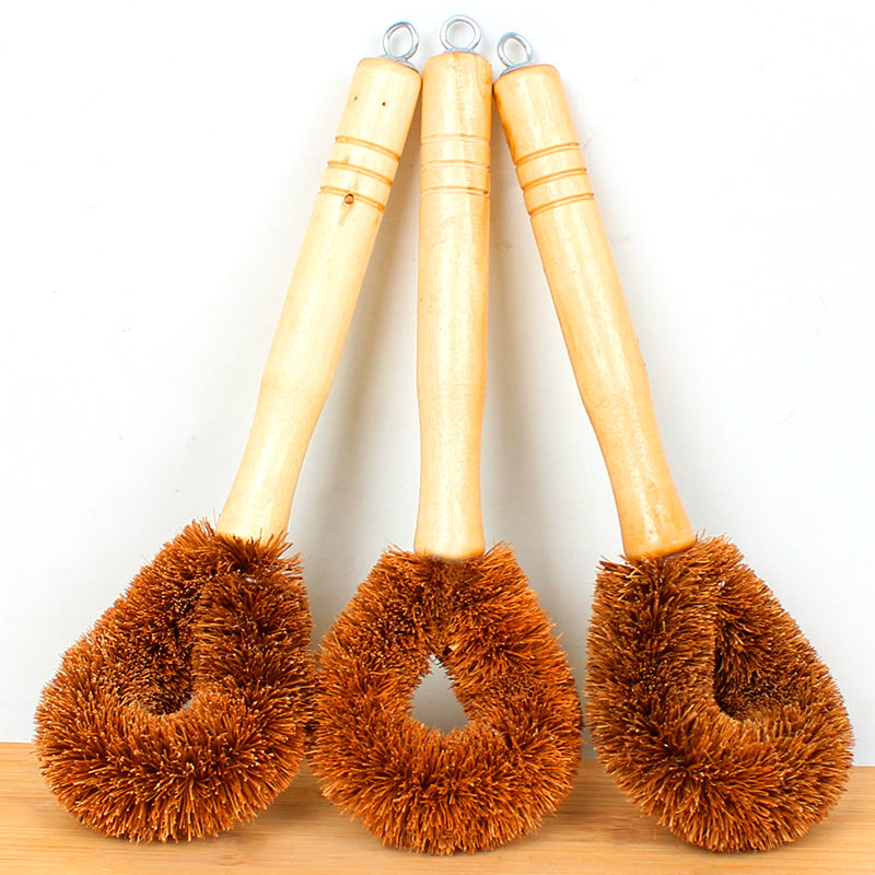 3个椰棕洗锅刷不粘油锅刷子厨房用刷清洁刷长柄清洁洗刷锅碗神器详情图1