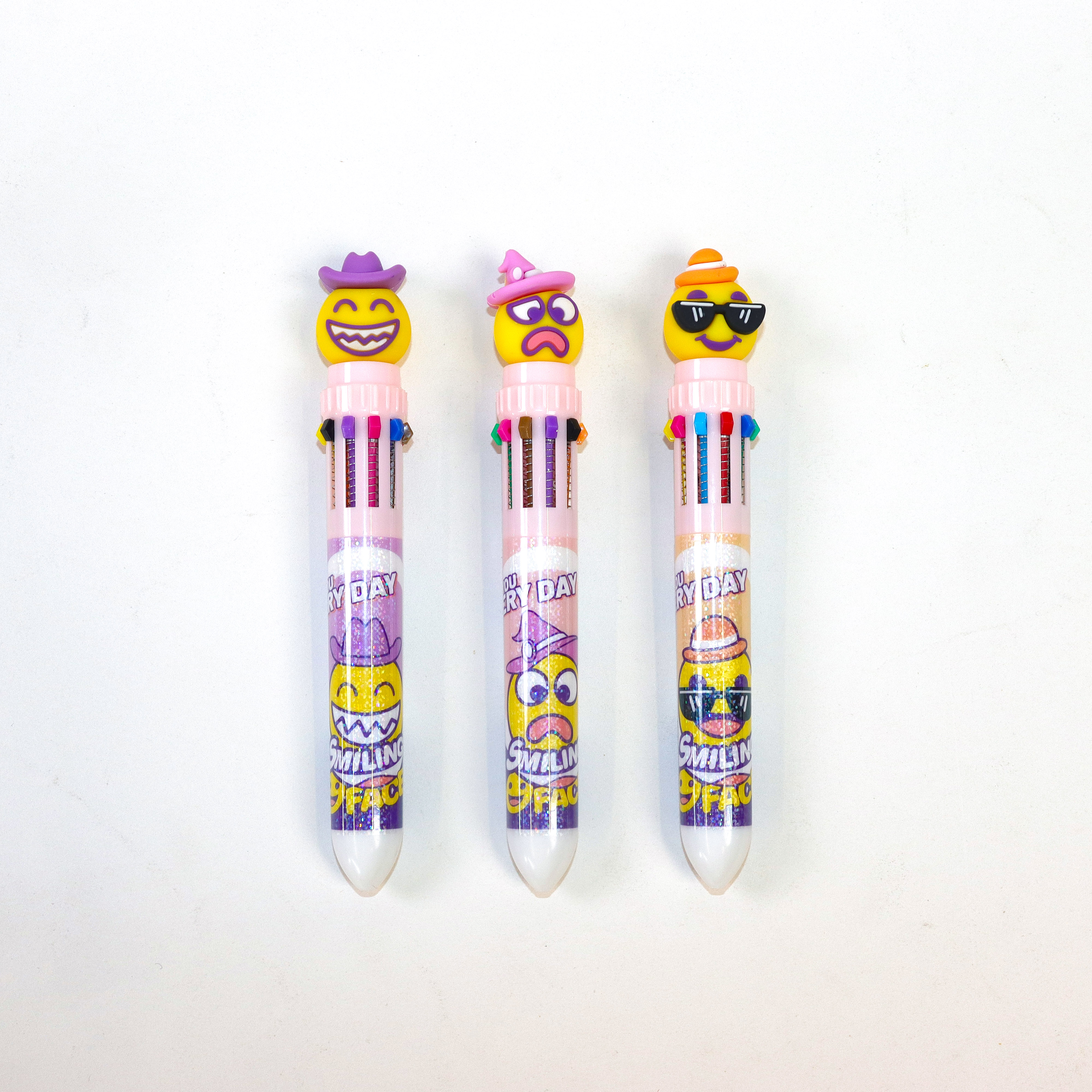 十色笑脸多色笔  创意文具十色圆珠笔卡通学生多色按动圆珠笔批发  跨境新品 厂家直供详情图5