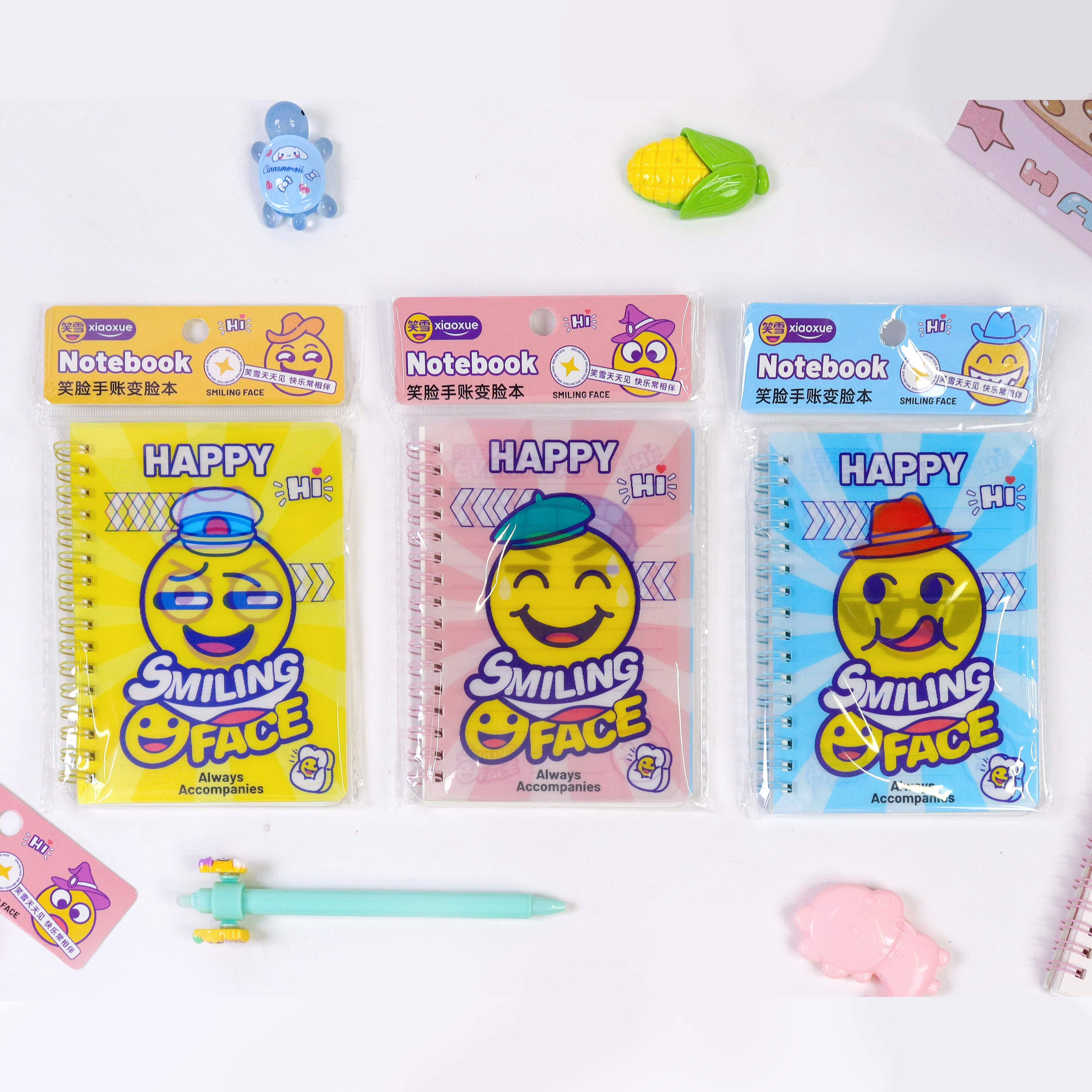 笑脸光栅线圈本 厂家直销  文具批发 高颜值本子  笑脸磁扣线圈本 跨境新品 便携口袋记事本详情图1