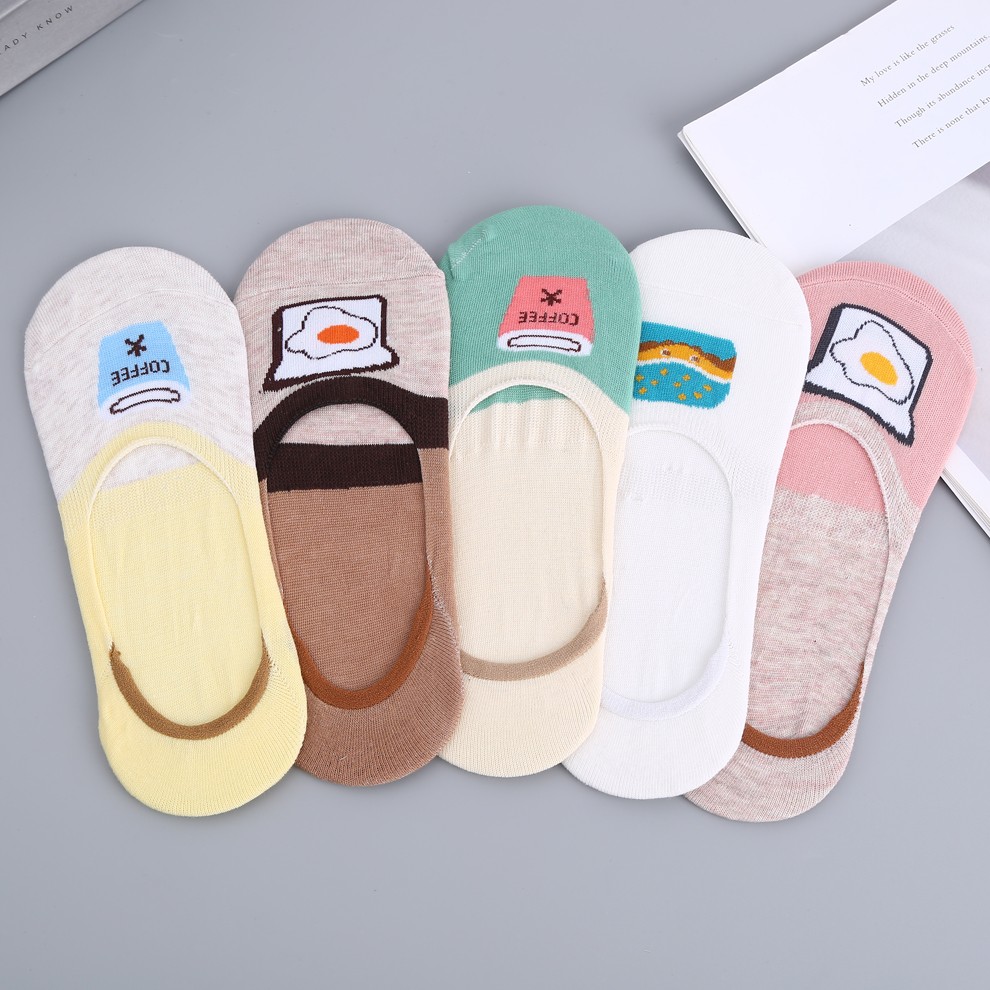 5双装31405夏季薄款隐形浅口短袜不掉跟ins风袜子多彩时尚配色带防滑硅胶船袜厂家直销义乌好货一件代发花型随机详情图1