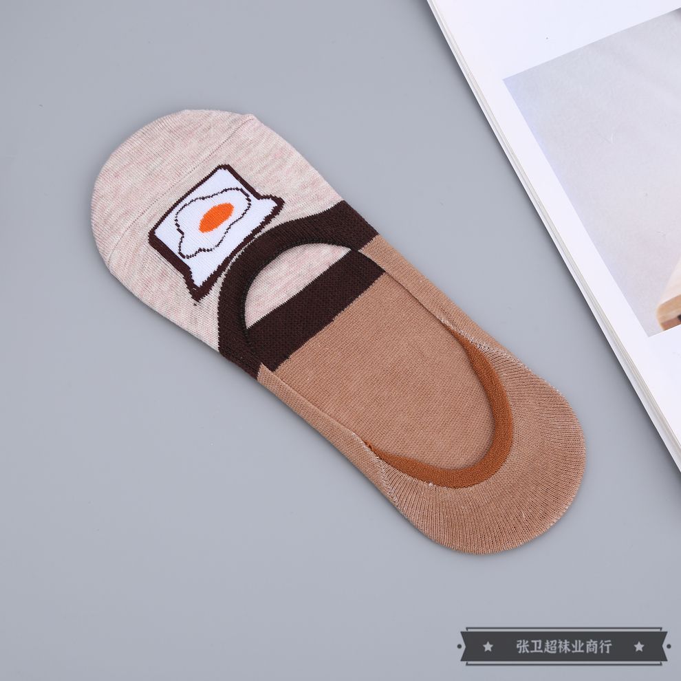 5双装31405夏季薄款隐形浅口短袜不掉跟ins风袜子多彩时尚配色带防滑硅胶船袜厂家直销义乌好货一件代发花型随机详情图2