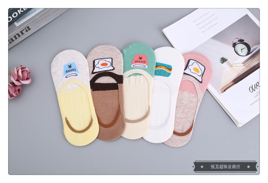 5双装31405夏季薄款隐形浅口短袜不掉跟ins风袜子多彩时尚配色带防滑硅胶船袜厂家直销义乌好货一件代发花型随机详情图9
