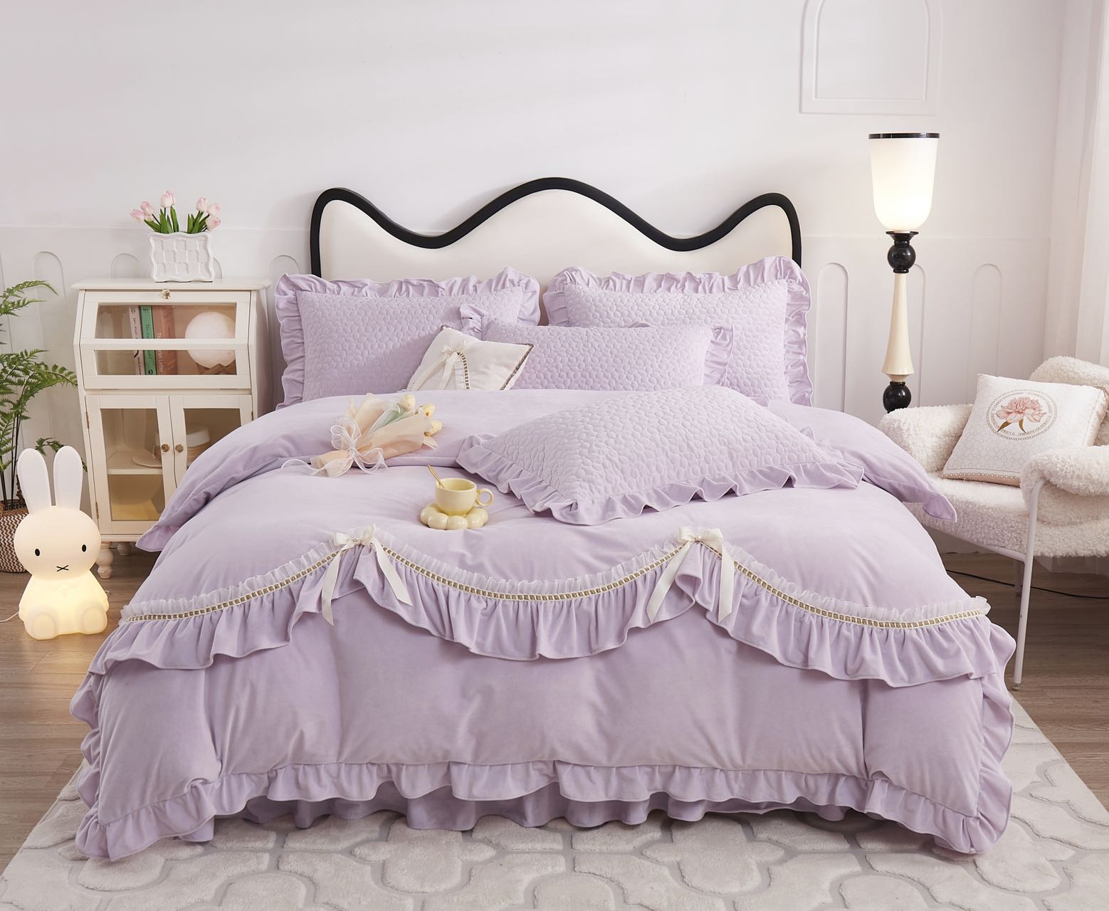 裕祥家纺冬季上新爆款荷花边牛奶绒暖绒四件套详情图4