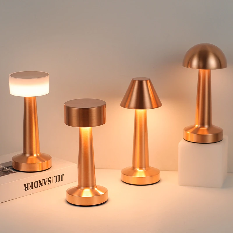 北欧ins风格创意轻奢金属哑铃触摸小夜灯 床头酒吧复古装饰氛围灯 卧室温馨照明设备详情图2