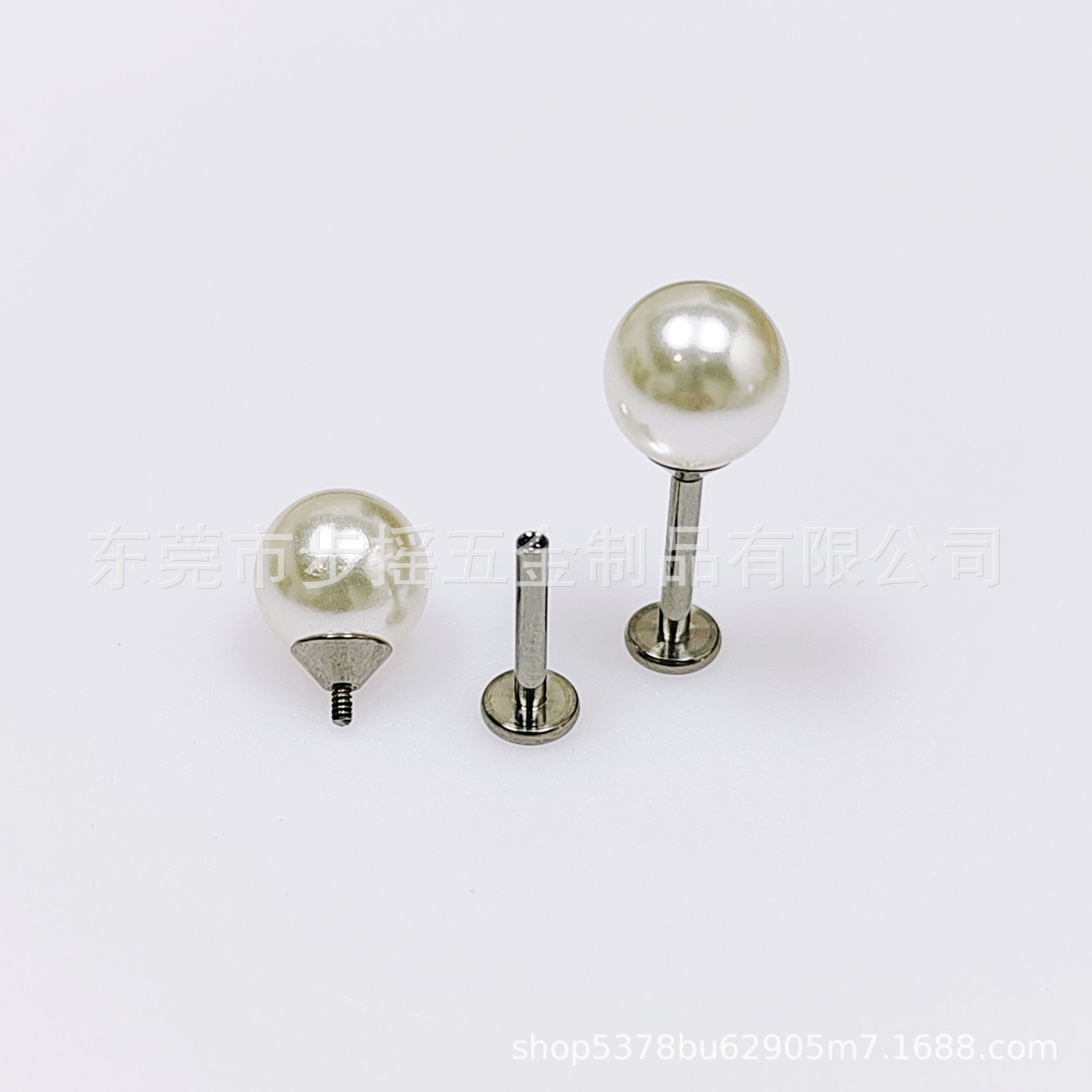 f136钛合金仿珍珠耳钉养耳洞高级感气质内螺纹平底耳骨耳蜗钉唇钉 饰品详情图2