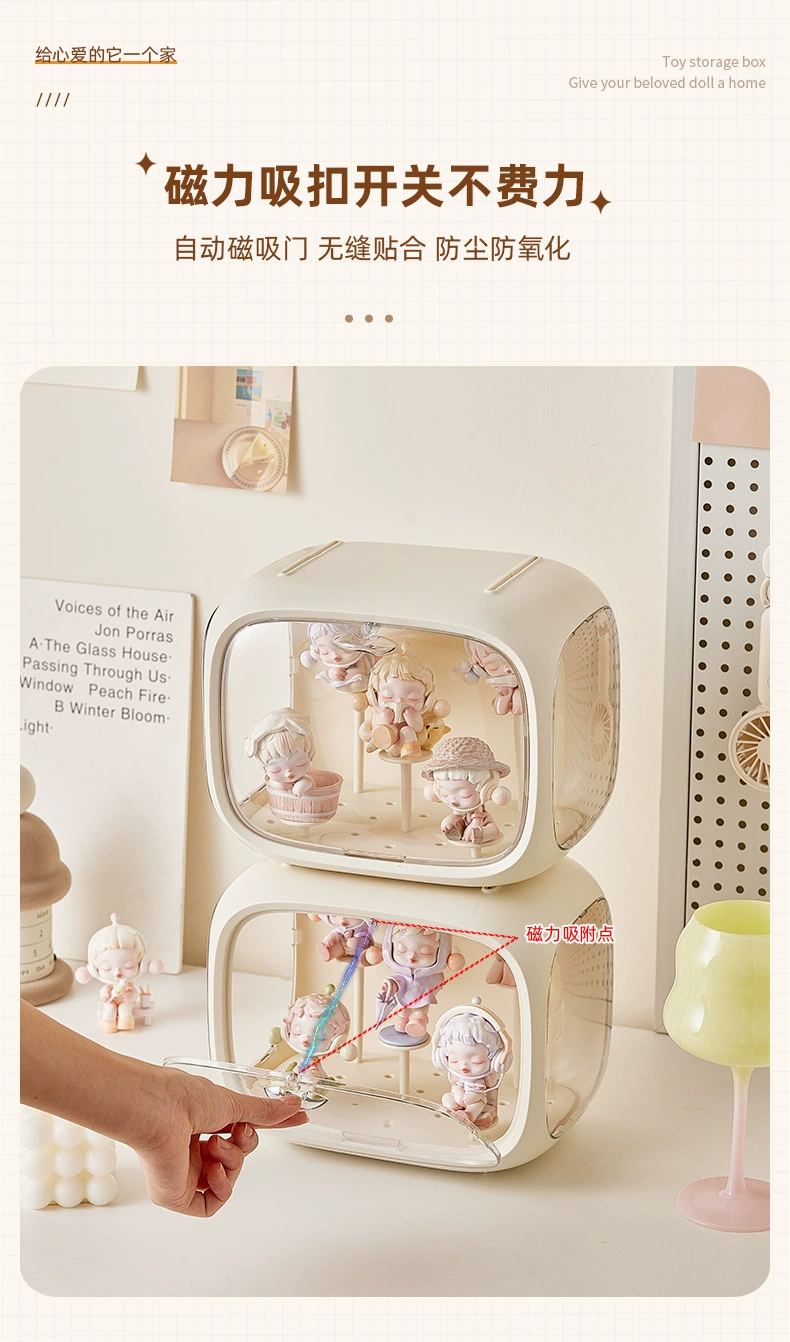 y169-308盲盒手办展示盒带灯玛透明收纳盒手办整理盒玩偶收纳柜详情图3