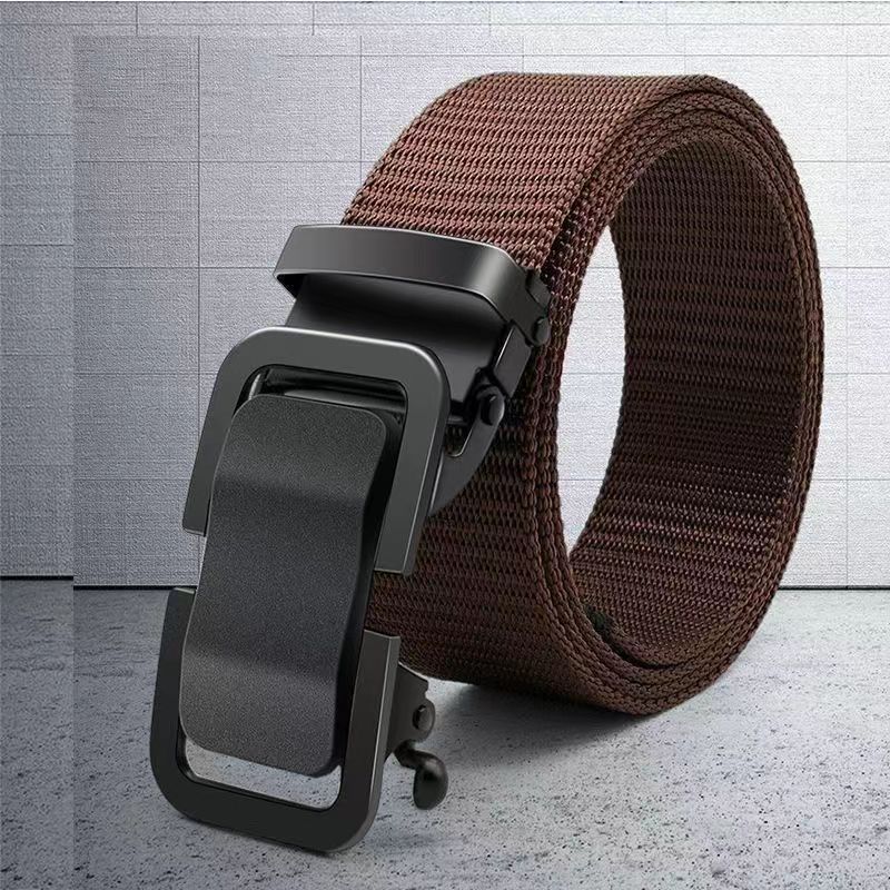 男士新皮带金属自动扣无牙扣休闲百搭尼龙帆布腰带青年潮流耐用款 皮带腰带详情图2