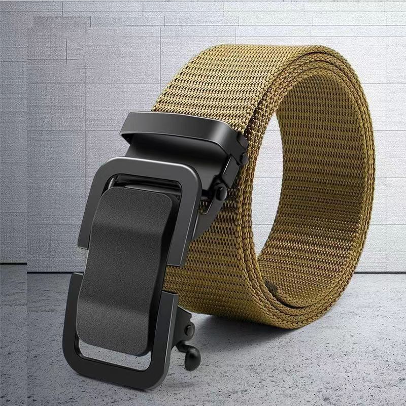 男士新皮带金属自动扣无牙扣休闲百搭尼龙帆布腰带青年潮流耐用款 皮带腰带详情图1