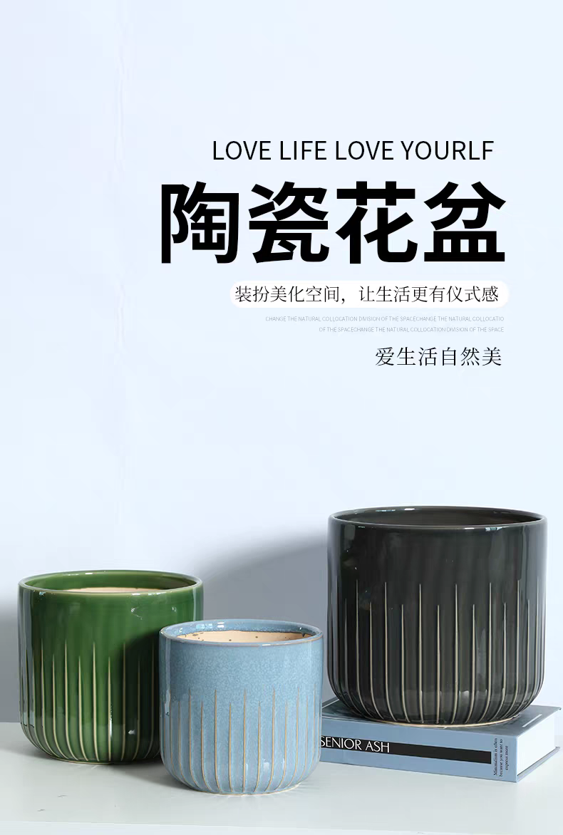 园艺花盆塑料陶瓷花瓶容器多款可选花盆塑料g陶瓷脸盆家居装饰详情图2