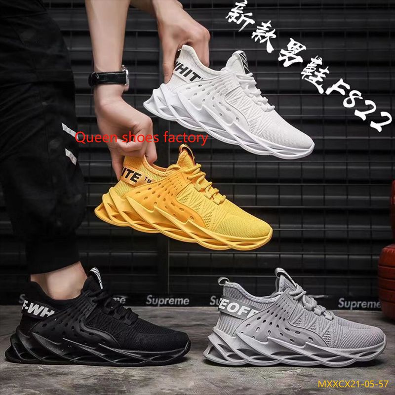 春秋新款男鞋纯色时尚超轻软底透气飞织系带休闲男士运动鞋详情图1