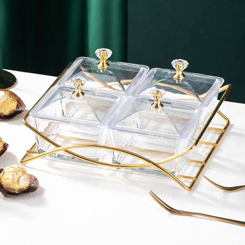 透明玻璃铁架坚果碗带盖出口中东内销详情图2