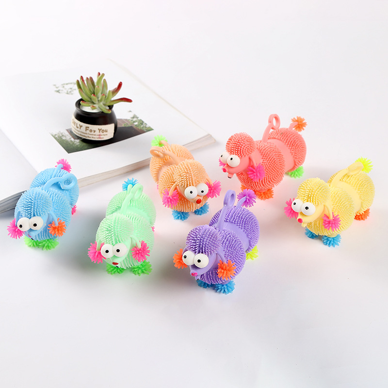 义乌好货 地摊热卖货源卡通动物大号贵宾犬胶软弹力毛毛球 闪光发泄弹力球-1001/2098详情图1