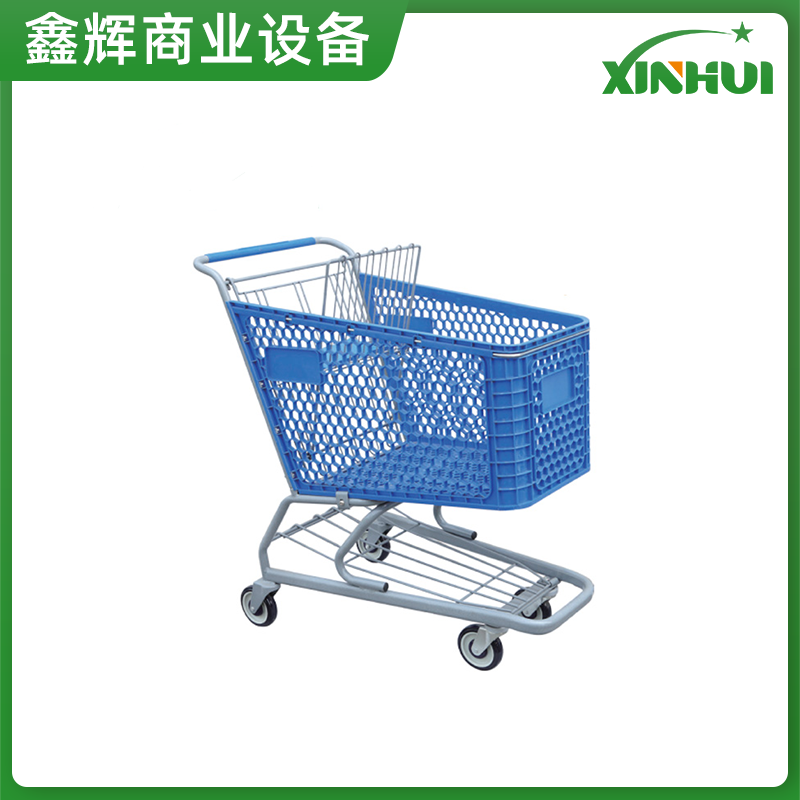 超市卖场全塑料摆摊手推车商场便利店零食百货多功能轻量手推车详情图1