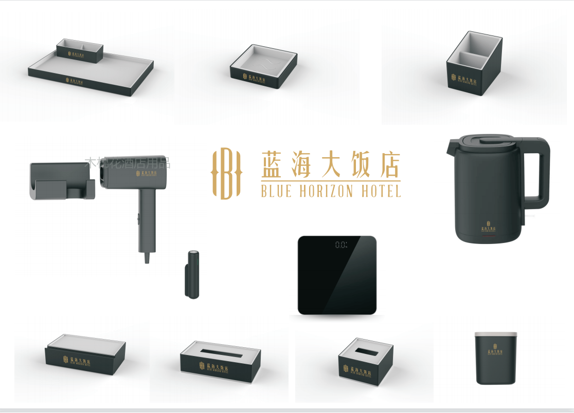 酒店用品泊为客房杂件卫浴套装纸巾盒耗品盒皂碟电热水壶电吹风详情图3