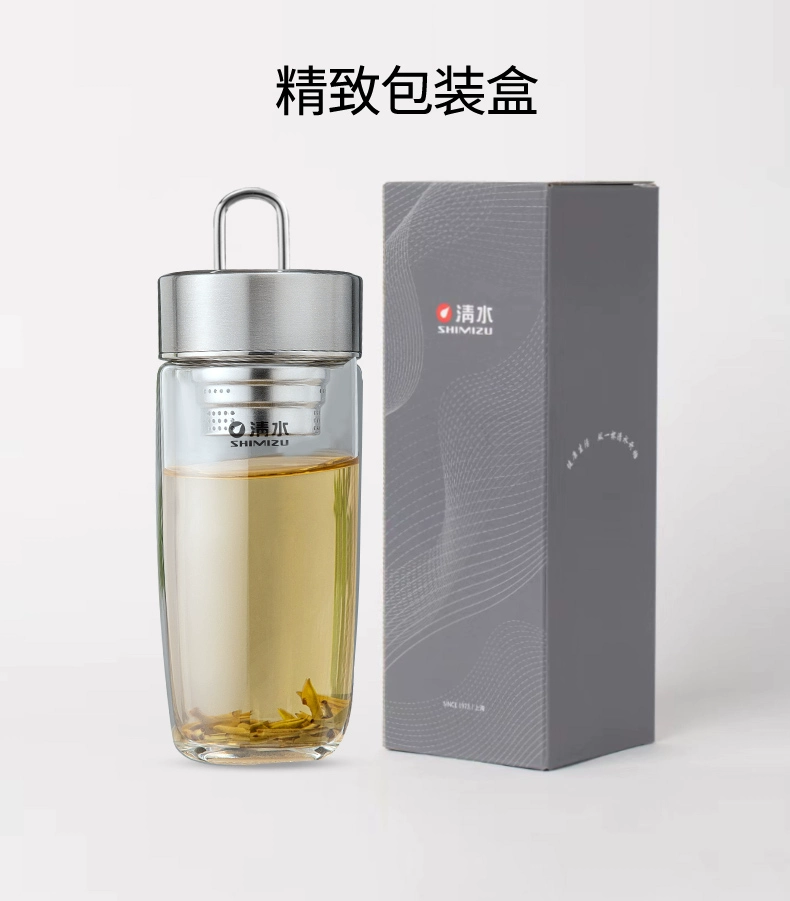 shimizu清水玻璃杯水杯男士办公室车载提环泡茶杯子男生高级杯子详情14