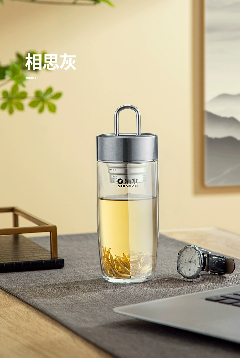 shimizu清水玻璃杯水杯男士办公室车载提环泡茶杯子男生高级杯子详情6