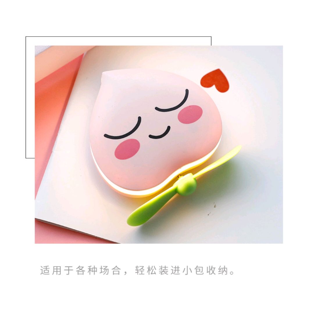桃心补光镜风扇 补光灯风扇 led灯风扇 美妆镜风扇 usb充电风扇详情6