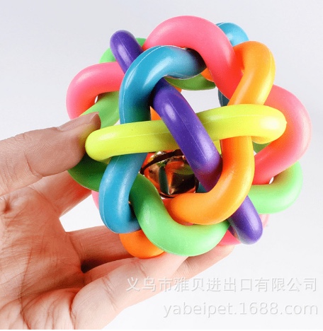 8.5cm，七彩铃铛橡胶耐咬狗狗玩具猫咪玩具详情图2