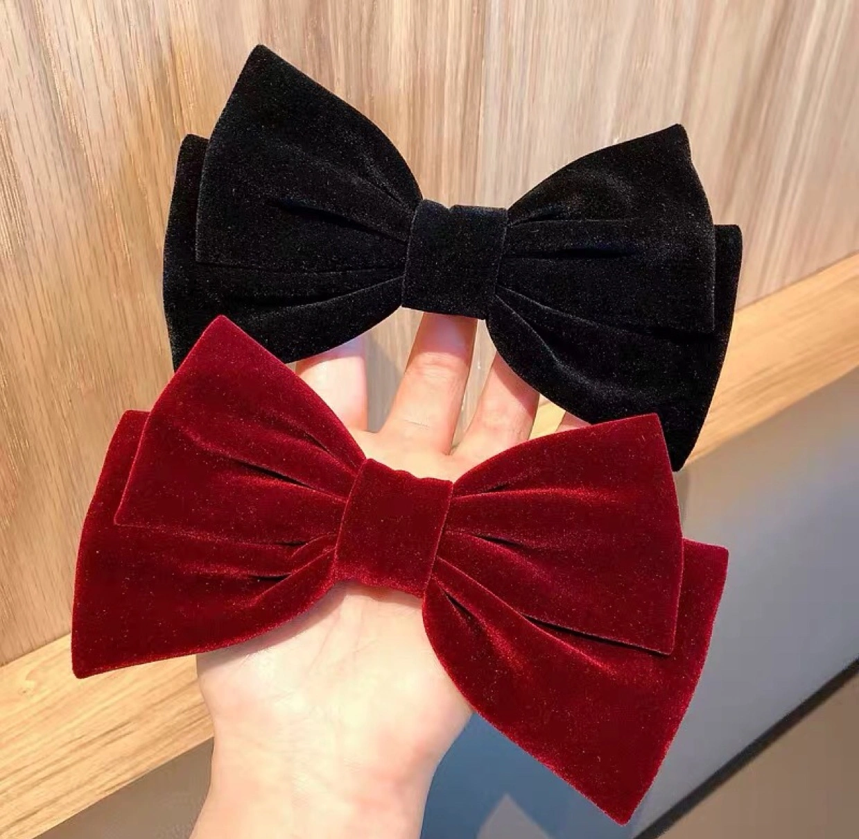 韩式红飘带丝绒大鸭夹女韩版潮流时尚日系百搭仙气女孩可爱软妹少女详情图5